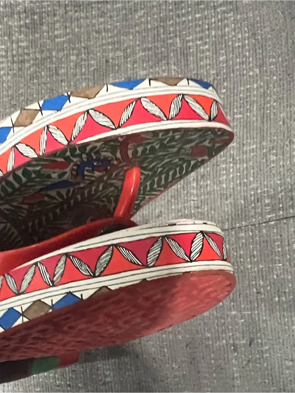 Tory Burch Red Strap Tropical Print Flip Flops